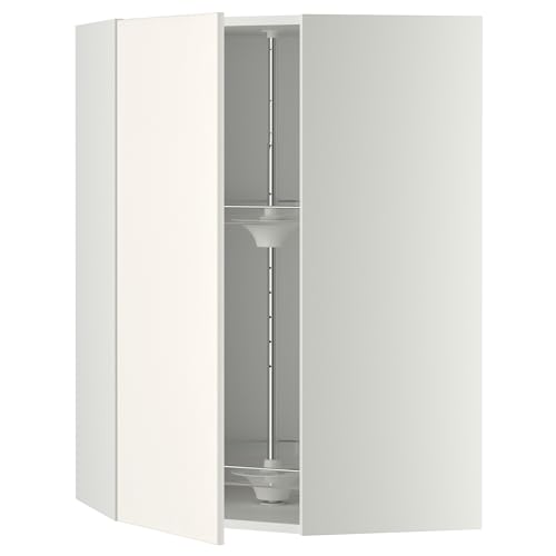 ProTuning HOMEMETOD Armario de pared de esquina con carrusel, blanco/Veddinge blanco, 68x100 cm