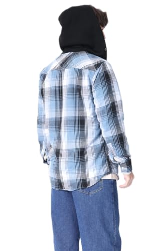 Men's Plaid Hooded Shirts Casual Long Sleeve Flannel Hoodie Shirts Jackets3