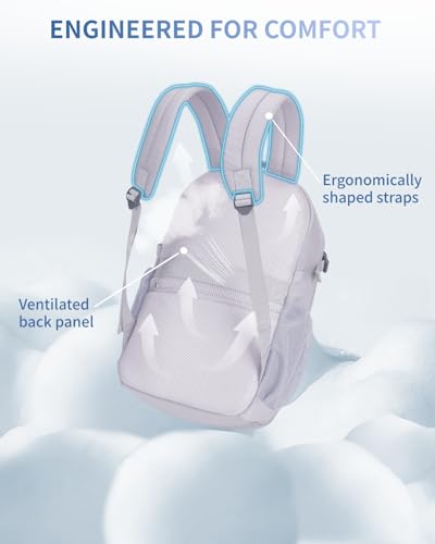 Image of ECOHUB Travel Backpack for Women, 17.3 inch Suspended Laptop Backpack, Fashion Water-Resistant 28L Personal Item Bag with 12 Pockets for Causal, Work, Grey