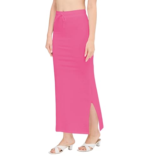 Image of DESI GIRL Cotton Lycra Stretchable Saree Shapewear Petticoat with Drawstring for Women | Fishcut Saree Petticoat with Side Slit for Easy Movement | Saree Shaper | Long inskirt
