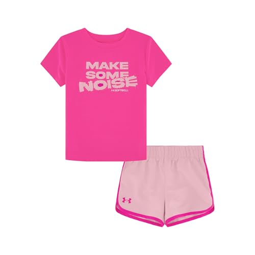 Image of Under Armour Girl's 2-piece Short Sleeve Tee and Shorts Set, Lightweight and Comfortable