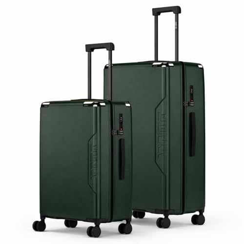 Image of WNTR Dawn X Set of 2 Cabin + Large Luggage - 40L & 105L Check-in Suitcases with 360 Wheels, TSA Locks, German Polycarbonate Shell, Lightweight Trolley Bags Set for Travel (Green Pine)