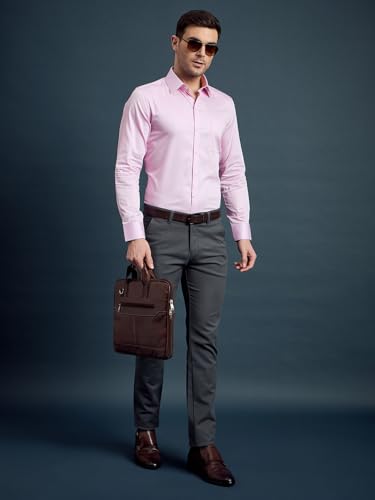 Image of LOUIS STITCH Men's Solid Regular Fit Shirt (LS-ST-BS332-S1-PKCF-42-900 BS332 Pink