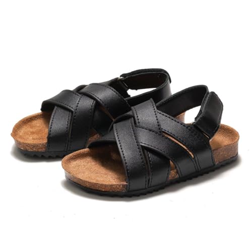 Toddler Sandals Boys Girls Sandal Little Kid with Cork Footbed Slides Adjustable Open Toes Flat Summer Shoes