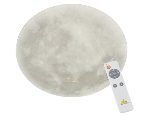 Trio Leuchten LED Deckenleuchte Lunar 627514000, Acryl mit Mondmotiv, Mondphase wechselbar, 1 x 22 Watt LED, Helligkeit einstellbar, Nachtlich Funktion, inkl. Fernbedienung, Weiß