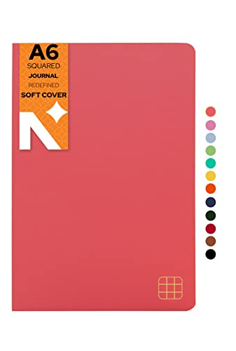Image of NEORAH -A6 Checked Notebook (Square Ruling) SOFT COVEROrganiser REFILL | 110 GSM | 160 pages (Size 14.8 cm x 10.5 cm) Planner Journaling Writing Note Taking Diary,Travellers Journal- Pink