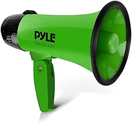 Pyle Portable Megaphone Speaker Siren Bullhorn - Compact and Battery Operated with 20 Watt Power, Microphone, 2 Modes, PA Sound and Foldable Handle for Cheerleading and Police Use - Pyle PMP22GR