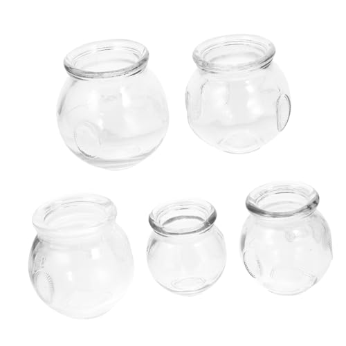 Ipetboom Ensemble de 5 Ventouses Thérapeutiques en Verre Épaisses Tailles 1 à 5 pour Massage par Aspiration Kit de Ventouses Chinoises Maison Outil de Bien-Thérapie et Relaxation