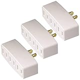 Electriduct 3 Outlet Polarized Power Tap Plug Adapter - 15 Amp, 125-Volt - White - 3 Pack