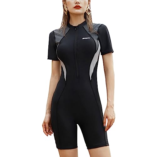 MEILONGER Damen Surfanzug Badeanzug mit Reißverschluss Einteiler Rashguard...