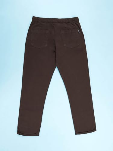 Image of KiddoPanti Boys 100% Cotton Twill Chinos Pant | Comfortable Regular Fit | 2 Side Pocket, 2 Back Pocket | Ankle Length | Back Elasticated Waistband with Button Zip Open Fly