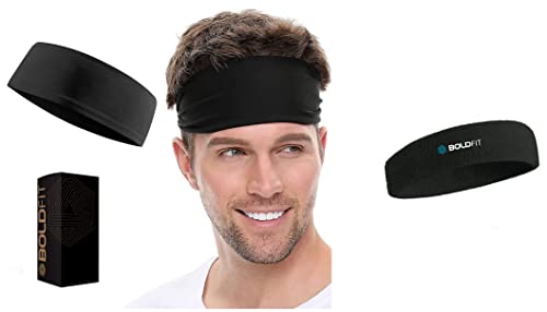 Image of Boldfit Gym Headband for Men and Women - Black & Boldfit Headband - Premium Head Band Strapless Sports Sweat Band - Black, Pack of 1