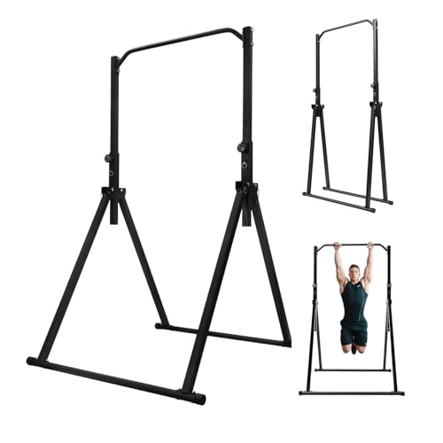 JLYNOWPT Pull Up Dip Station Foldable Pull Up Bar 5.74-7.55ft Height Adjustable Free Standing Workout Equipment Strength Training Machine for Gyms, Up to 440lbs