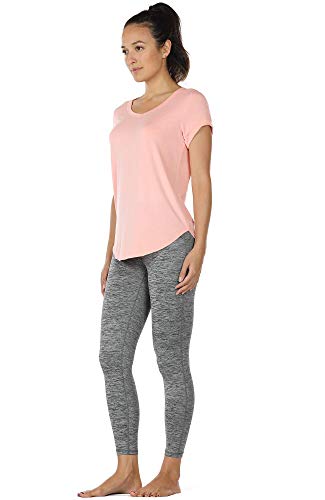 Image of icyzone Open Back Yoga Shirts for Women - Exercise Workout Tops, Athletic Short Sleeves, Running T-Shirts Loose Fit