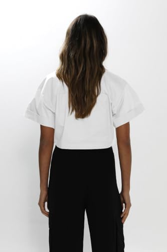 Imily Bela Womens Cropped Shirts Summer V Neck Twist Front Tops Blouses with Pockets4