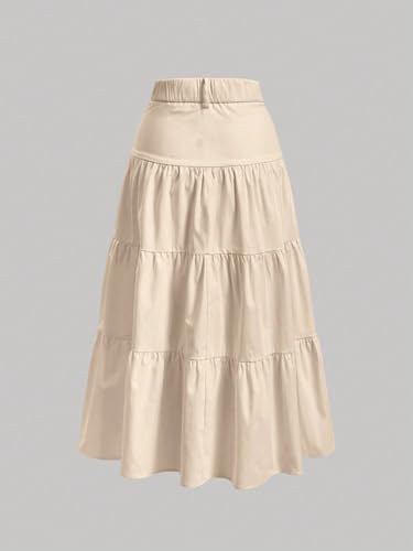 Women's 2025 Casual Maxi Long Skirts Solid Color High-Waist Skirt2