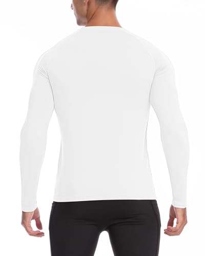 Eobekee EBK0104165_12_WHITE_US:XL Mens Thermal Long Sleeve Shirt - Compression Tight Shirts Winter Base Layer Tops Running Sports Hunting Workout Undershirt White thumb #1