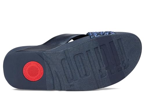Image of FitFlop Womens Lulu Crystal-Mix Metallic Cross Slides All Black Sandal