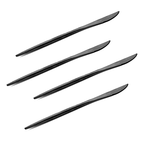 snplowum 4 Piece Black 304 Dinner Knives, 18/10 Stainless Steel Sharp Knives Set, Serrated Silverware Set of 4, Easy To Cut, 8.66 inch 2.12oz