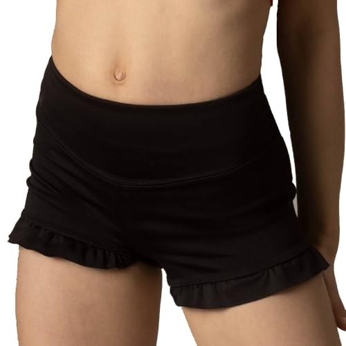 Girls Athletic Ruffle Shorts Yoga Dance Shorts Glitter Bottoms Gymnastics Shorts3
