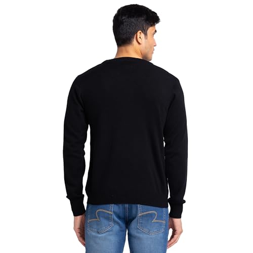 Image of Raymond Men's Regular Fit Acrylic Wool Blend Round Neck Jacquard Pattern Full Sleeve Sweater