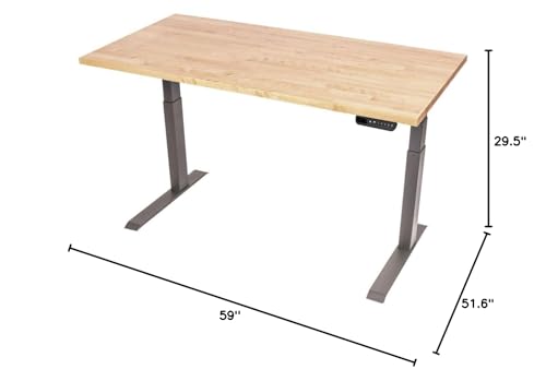 Image of Stand Up Desk Store Solid Wood Top Electric Adjustable Height Standing Desk with Programmable Memory (Charcoal Frame /Natural Birch Top, 60 inch Wide)