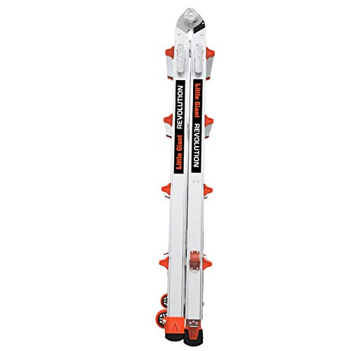 Little Giant Ladders, Revolution with Ratchet Levelers, M17, 17 ft, Multi-Position Ladder,Ratchet leg levelers, Aluminum, Type 1A, 300 lbs weight rating (12017-801)