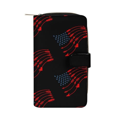 Arrow U.S.A. Flag Long Wallet for Women Men Purses Coin Pouch Credit Card Holder Organizer