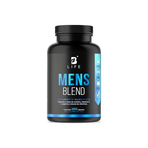 B Life Multivitamínico para Hombre | 200 Cápsulas | 650 mg por porción | Creatina Monohidratada, BCAA 2:1:1 (L-Leucina, L-Isoleucina, L-Valina) y L-Arginina | Ingredientes Naturales | Mens Blend.