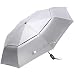 G4Free UPF 50+ UV Protection Travel Umbrella Auto Open Close Silver Vent Double Canopy Folding Sun Blocking Umbrella (42inch)