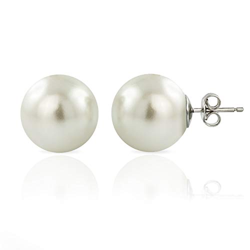 Boucles d'oreilles puces argent anti-allergique et perle blanche pour oreilles sensibles