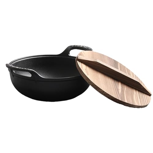Wok de Hierro Fundido con Tapa de Madera y Doble Asa 32 cm miniatura 7