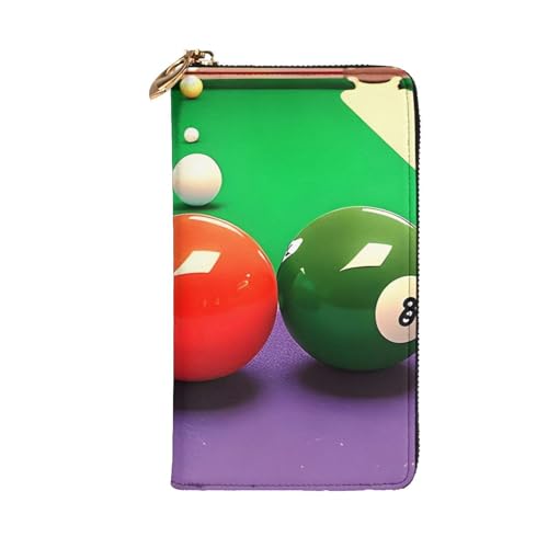 Color Billiards Prints Leather Long Clutch Wallet for Fashionable Girls and Women - Durable, Stylish, and Functional, Black, One Size2