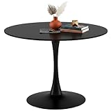 GOKHOMX Esstisch Rund Schwarz & Küchentisch Klein | Esstisch Rund 110cm für 4-6 Personen als Bistrotisch, Gartentisch, Konferenztisch | in Schwarz