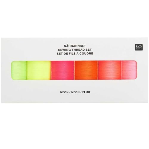 Rico Design 6 bobines de Fils à Coudre Fluo 100 m