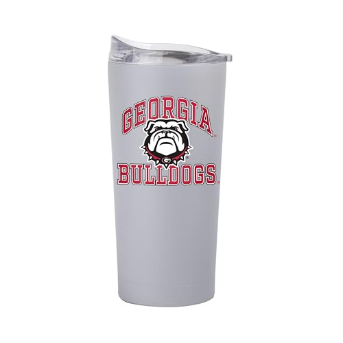 Logo Brands NCAA Georgia Bulldogs 20oz Athletic Powder Coat Tumbler - Double-Wall Insulated Non-Slip Base and High Lip Slider Lid