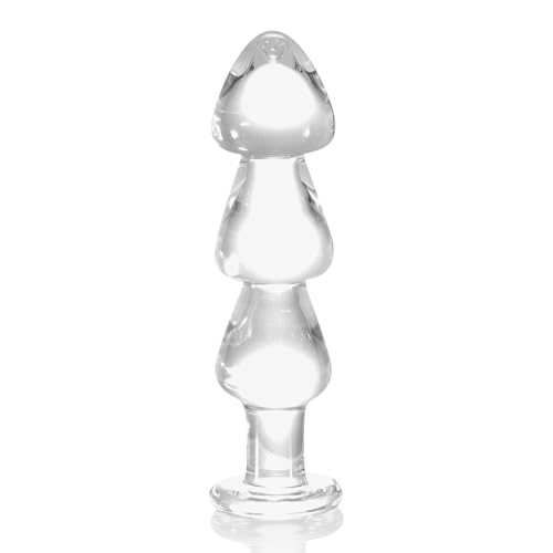 Image of 8.07in Anal Butt Plug Glass Anal Trainer Sex Toy Safety Bottom, Glass Anal Plug Dildo with Different Sized Beads P-Spot Sex Product for Men and Women (M)