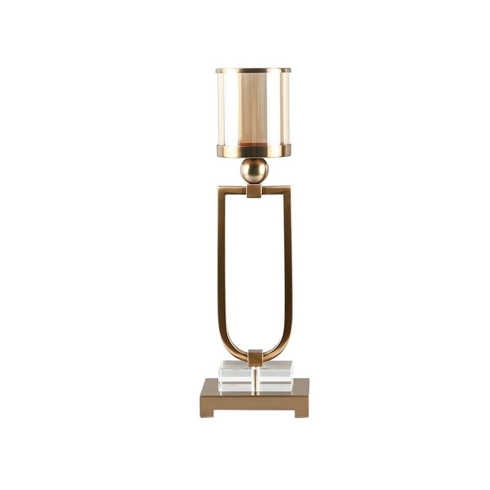 Candlestick Holder Retro Aromatherapy Candlestick Ornaments Light Luxury Metal Decoration Crystal Glass Candle Holder(Small)