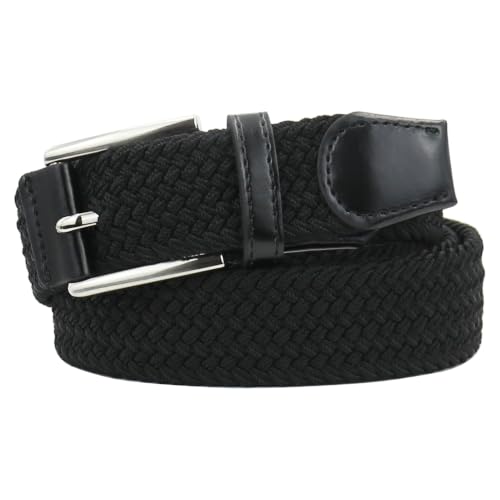 Image of Mixed Color Woven Stretch Braided Belts for Men and Women | Multicolored, Breathable, Casual, Golf, Elastic Woven, Unisex, for Pants Jeans, No Hole, Zinc Alloy Buckle