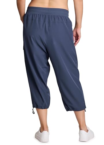 RBX Active Women's Plus Size Fashion Lightweight Woven Body Skimming Drawstring Cargo Capri Pant2