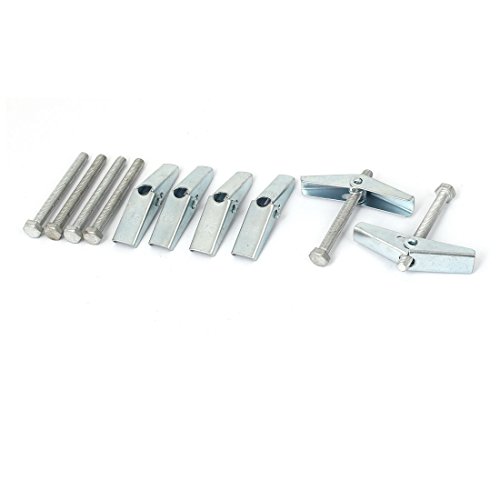 Aexit 5mm x Anchors 50mm Thread Metal Spring Toggle Wall Anchor Bolts Silver Tone Expansion Anchors 6 Pcs