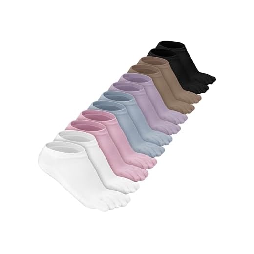 Bencailor 6 Pares Calcetines 5 Dedos Compresión Algodón Tubo Color Puro (Color Dulce, M)