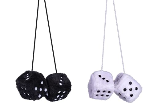 MEGA - Juego de 2 dados para espejo de coche (4 dados, 2 unidades), color blanco y negro Cover