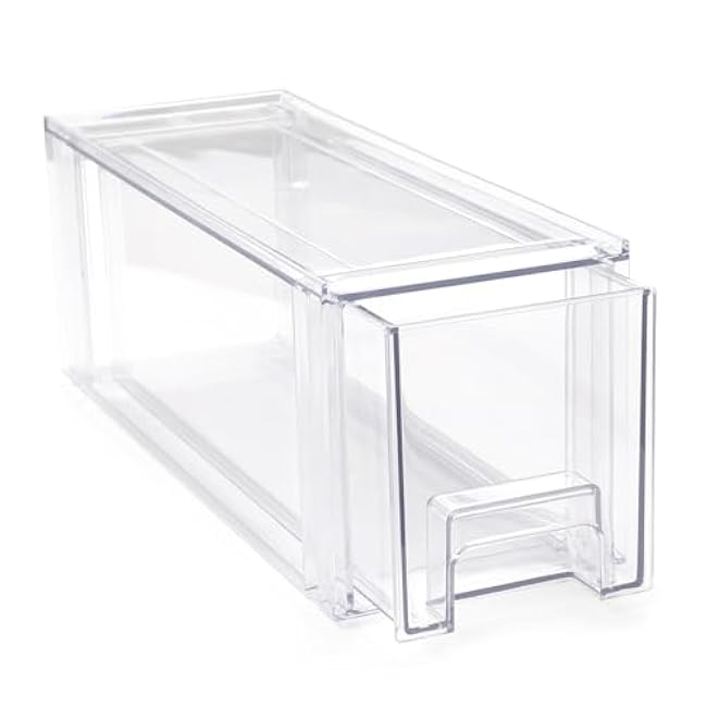 Smart Design Pull-Out Stackable Storage Bin - XS - 13.7 D x 4.92 W x 5.3 H - Clear