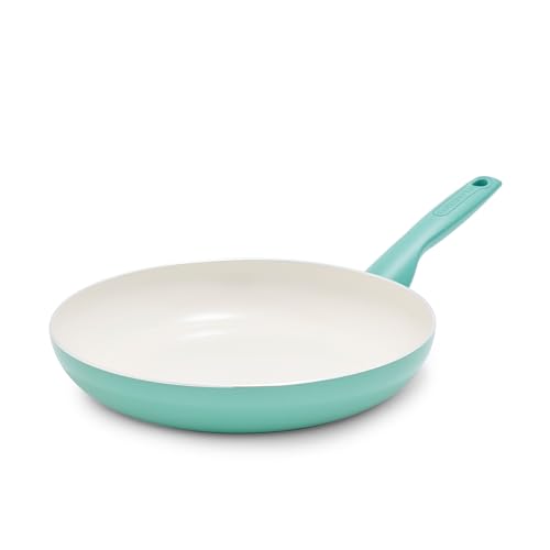 GreenPan Rio Healthy Ceramic Non-Stick 26cm Frying Pan Skillet PFAS Free Stay-Cool Handle Oven Safe up to 160C Dishwasher Safe Turquoise & Cream