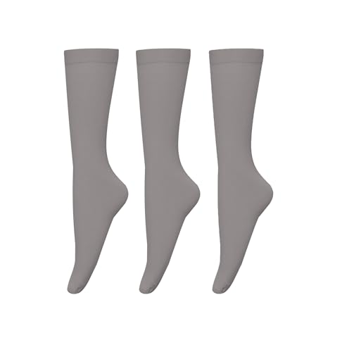 Image of Bestjybt 3 Pairs Women's Opaque Nylon Knee High Stockings Trouser Socks