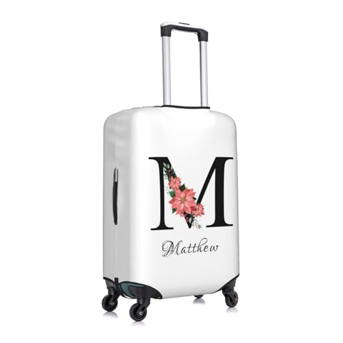 M Letter Custom Luggage Cover with Name Photo Text Personalized Suitcase Covers Double Sided Customized Elastic Washable Anti-Scratch Travel Baggage Case Protector Fits 29-32 Inch Luggage2