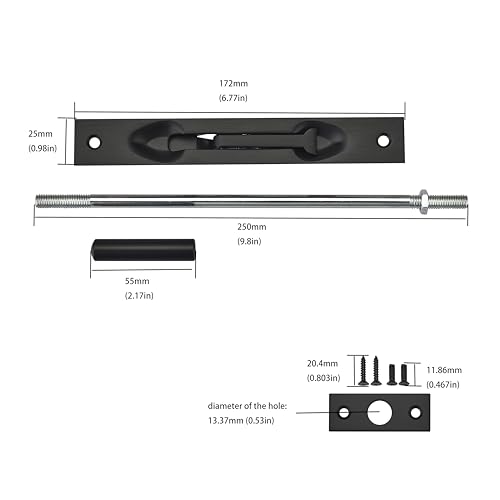 TOGU 10" Extension Flush Bolt for Double & French Doors, Matte Black - Image 2