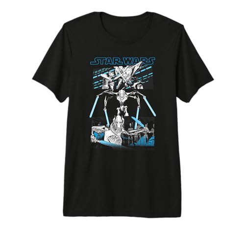 T-shirt Star Wars General Grievous Lightsaber Panels en coton pour fan geek