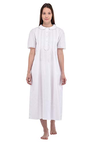 Chemise de nuit col claudine coton blanc pour peau sensible et sommeil paisible